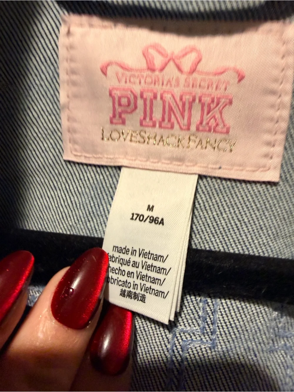 PINK Victoria's Secret x LoveShackFancy Blue Embroidered Butterfly Denim Jacket - Picture 5 of 5